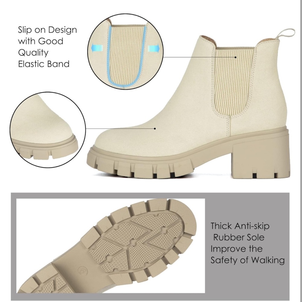 Neutral Cream Chelsea Winter Casual wear Boots - Picture 2 of 5